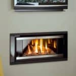 Gas Fire Installation in Kent | Coeval Fires 1 Gas fireplace with modern black frame and glass front, providing a cosy and stylish heating solution.