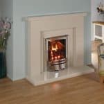 Gas Fire Installation in Kent | Coeval Fires 4 Modern fireplace with a sleek, white surround and a glowing fire.