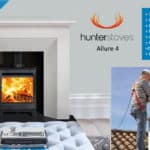 Modern wood-burning stove with sleek design and efficient heating.